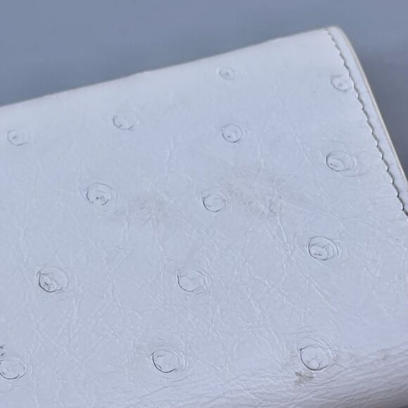 Prada White Ostrich Leather Compact Wallet With Box And Card - Picture 5 of 16